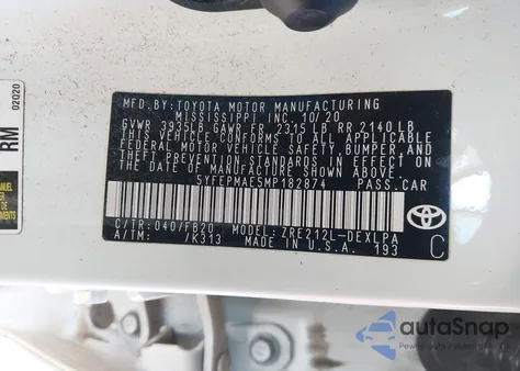 2021 Toyota Corolla Le from USA, damaged, VIN 5YFEPMAE5MP182874